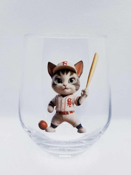 Verre à vin Chat au baseball