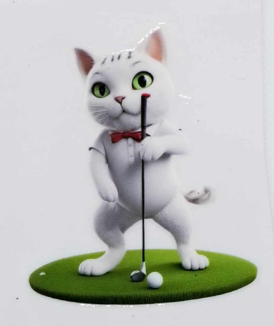 Verre à vin Chat au golf 2