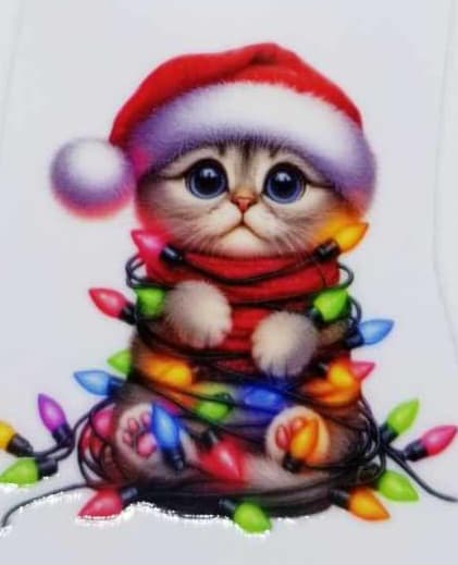 Verre à vin Chat et lumières 6 Noël