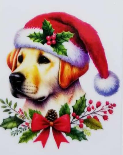 Verre à vin Chien et Feuillage 5 Noël