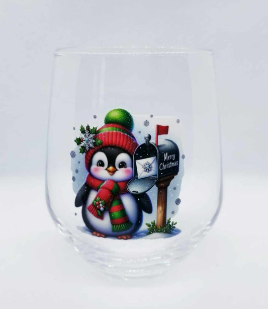 Verre à vin Pingouin 1 Noël