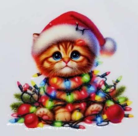 Verre à vin Chat et lumières 7 Noël