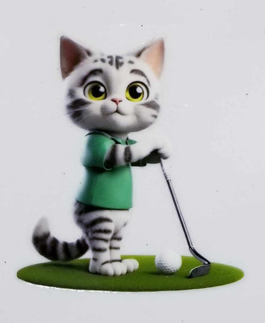 Verre à vin Chat au golf 1