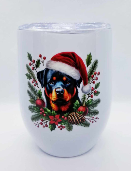 Verre à vin Chien et Feuillage 1 Noël