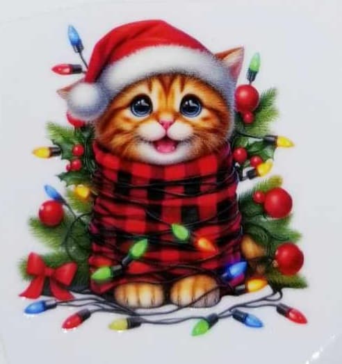 Verre à vin Chat et lumières 4 Noël
