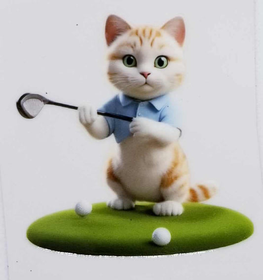 Verre à vin Chat au golf 3